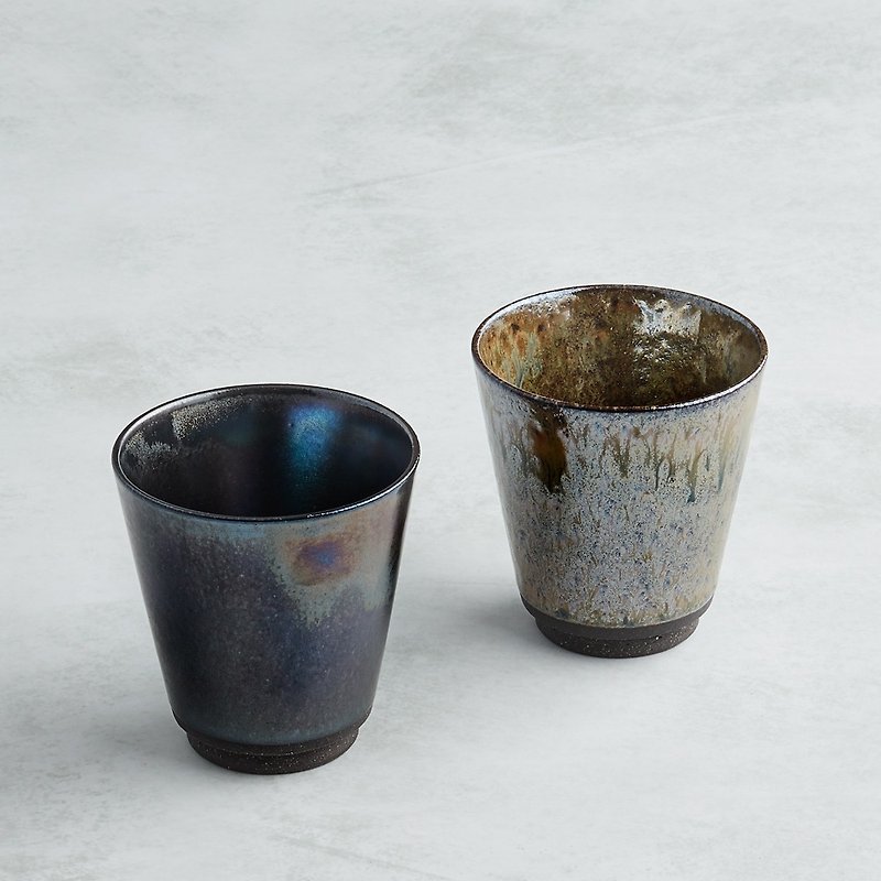 Have a Creativity-Japanese Mino-yaki-Tianchuan Liuguang Pottery Cup Set (2 Pieces) - Teapots & Teacups - Pottery Multicolor