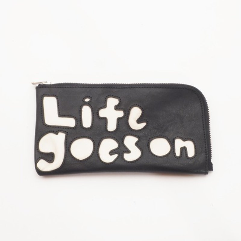 cow leather Long wallet [life goes on] (black) 18×9/wallet/wl001life - กระเป๋าสตางค์ - หนังแท้ 