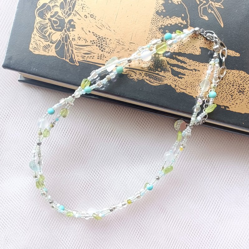 | Morning Green | Natural Stone Beaded Necklace | Turquoise, Peridot | - สร้อยคอ - เครื่องประดับพลอย 