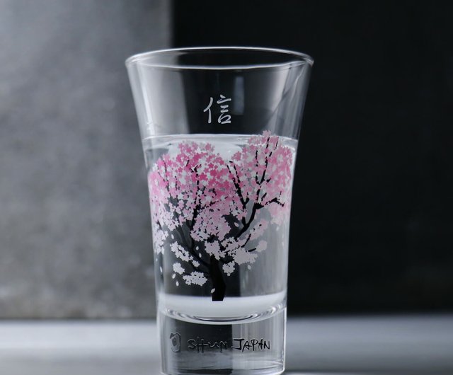 100cc【丸モ高木陶器】冷感櫻花變色烈酒杯清酒杯客製刻字MSA玻璃