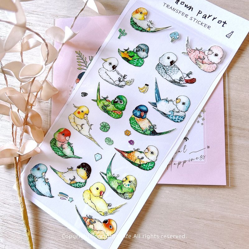 Transfer stickers | Lying down series parrot crystal transfer stickers - Stickers - Paper 