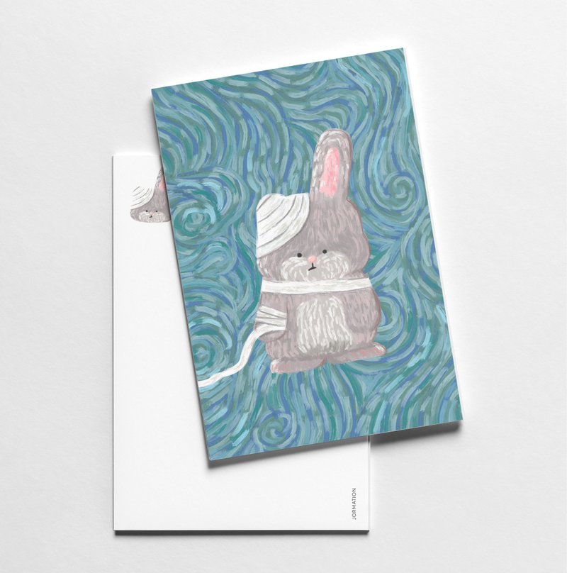 Rabbit in Vincent Van Gogh Art Parody Postcard - 卡片/明信片 - 紙 