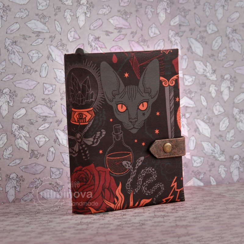 Sphynx cat notebook Witch journal Magic Sacred book Alchemy Blank book grimoire - Notebooks & Journals - Waterproof Material Red