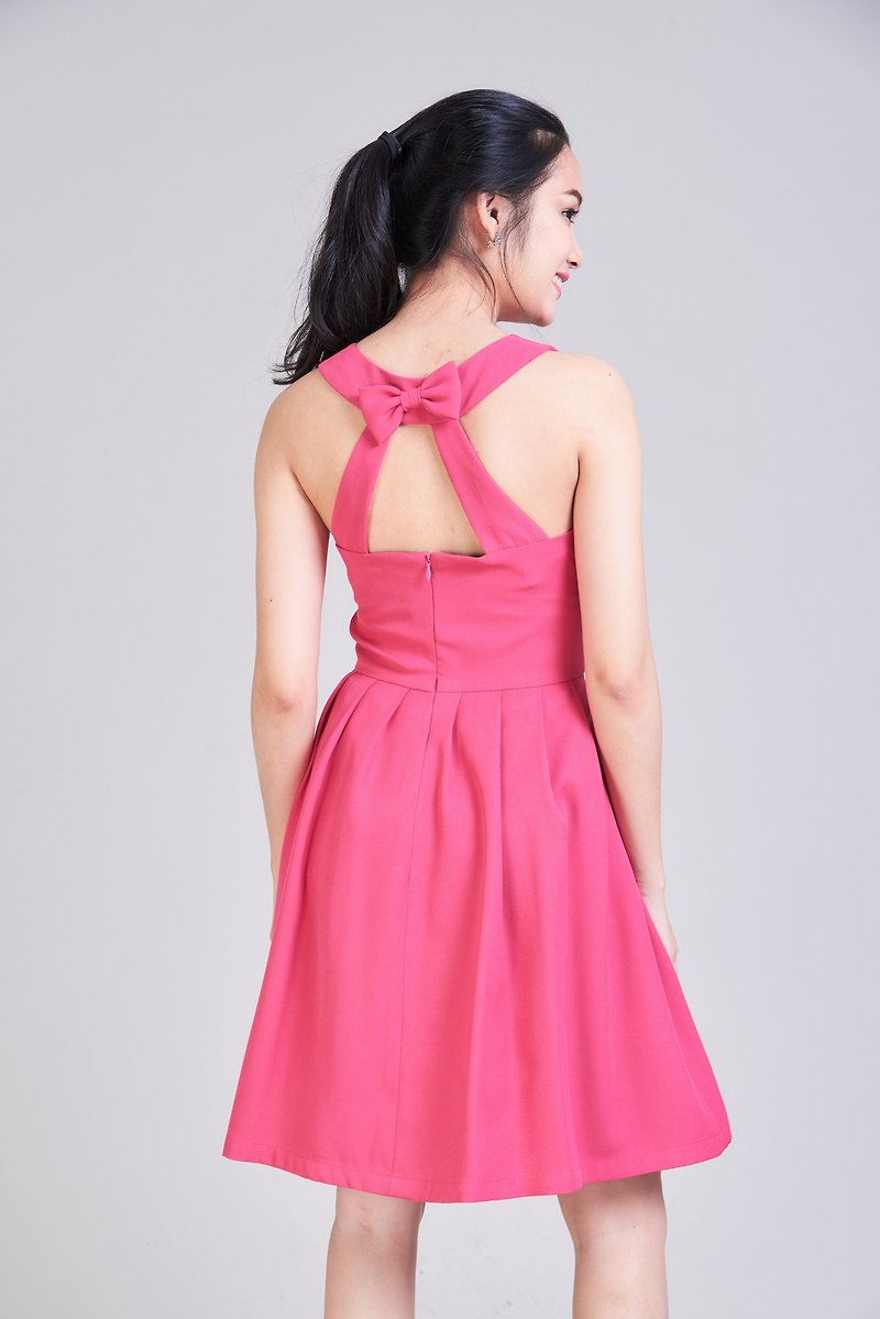 Pink Backless Dress Tea Party Dress Vintage Style Prom Dress Bridesmaid Dress - One Piece Dresses - Other Materials Pink