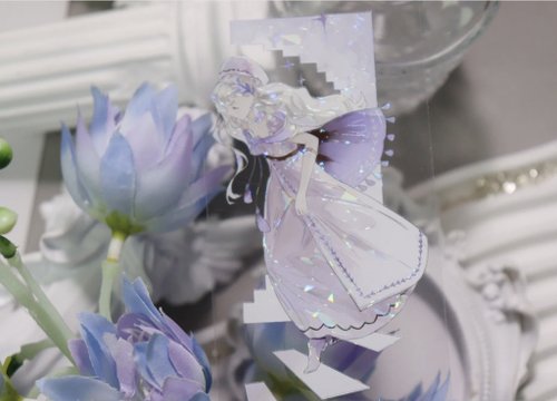 巫女sama事務所 溫柔夢境 紫色少女 PET 紙膠帶 貝殼光 10米卷