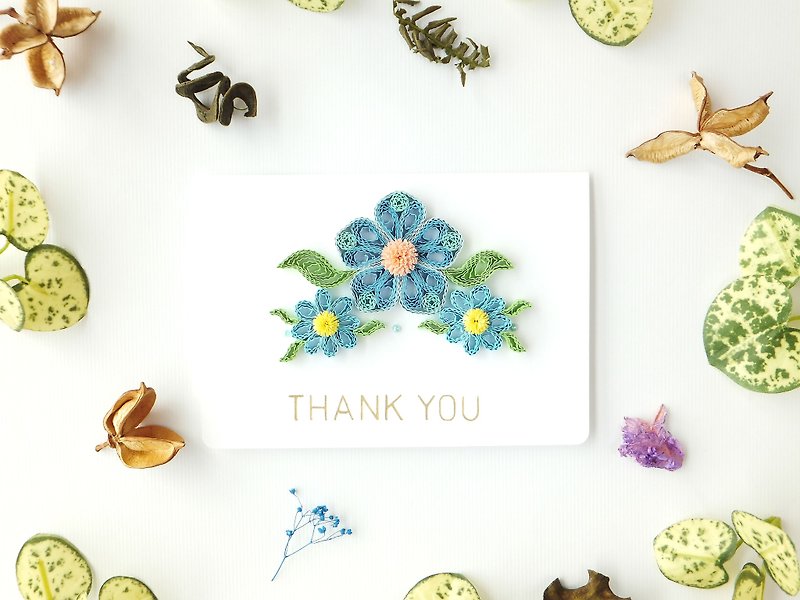 Hand made decorative cards-thank you card - การ์ด/โปสการ์ด - กระดาษ สีน้ำเงิน
