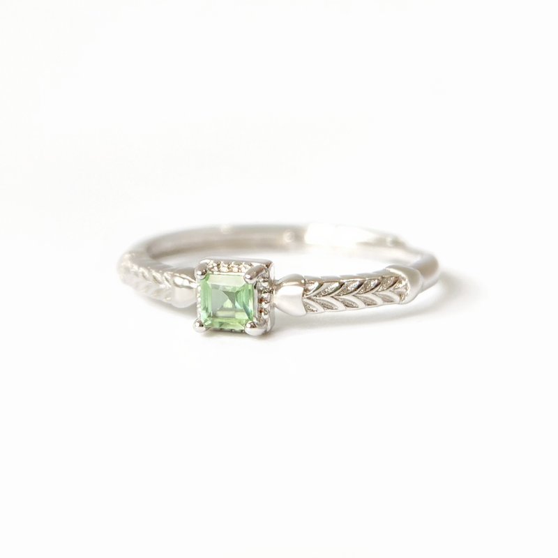 15% off for 2 pieces | Indian green tourmaline sterling silver ring (mint green pure body VS level) - แหวนทั่วไป - เงินแท้ 