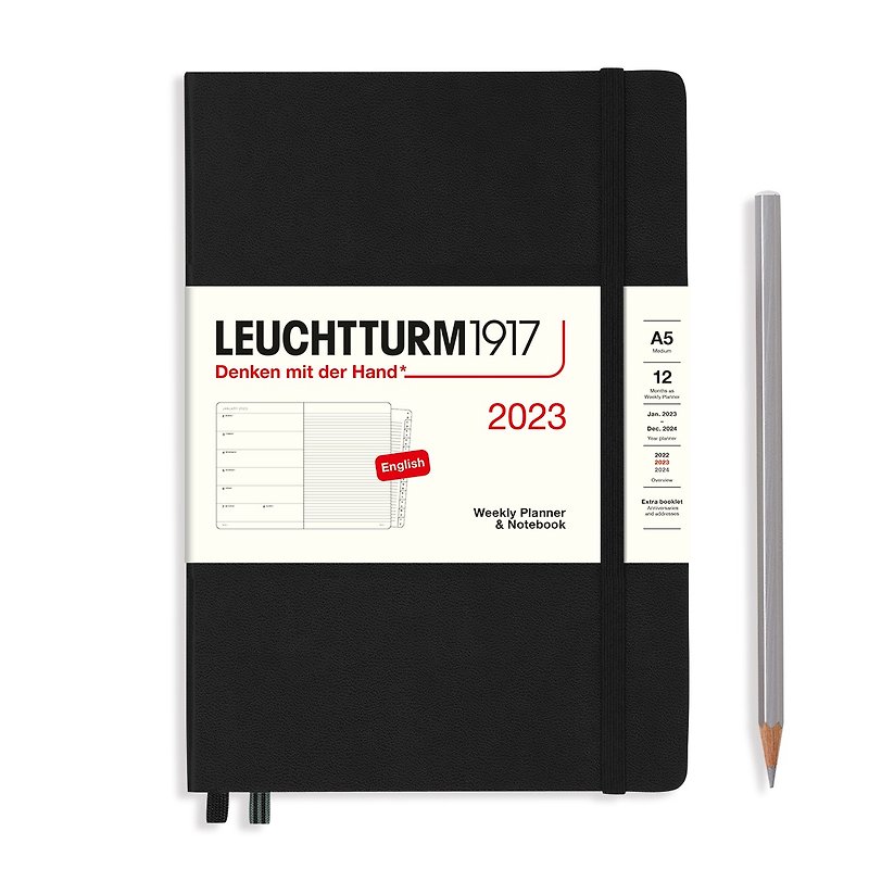 [Not in stock] German Lighthouse Notebook | A5 Horizontal Hard Case | 2023 Weekly Planner Black - สมุดบันทึก/สมุดปฏิทิน - กระดาษ สีดำ
