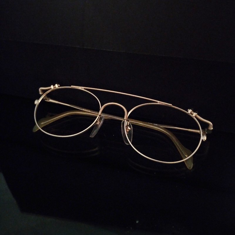 Monroe Optical Shop / Japan 90s Antique Eyeglasses Frame M09 vintage - กรอบแว่นตา - เครื่องประดับ สีทอง