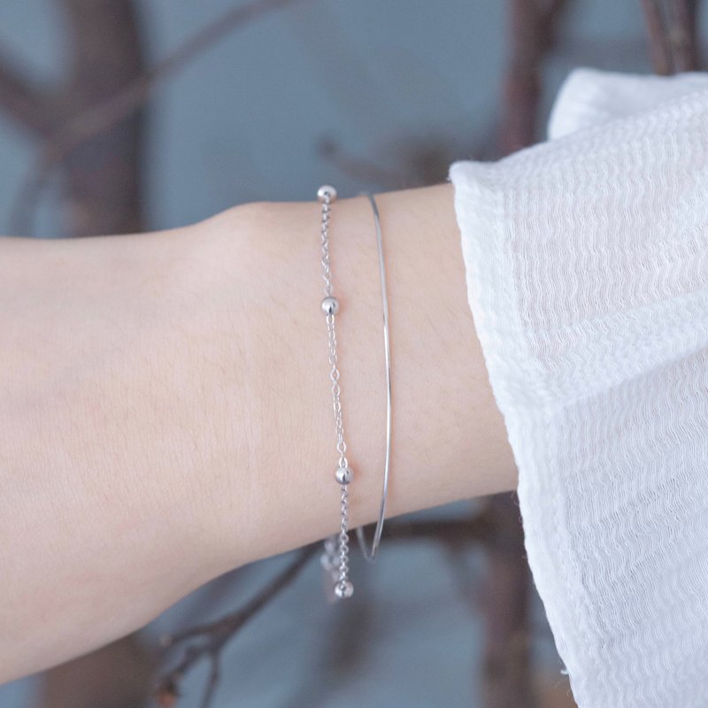 Simple 925 sterling silver bracelet with snake bone double layer design - สร้อยข้อมือ - เงินแท้ สีเงิน