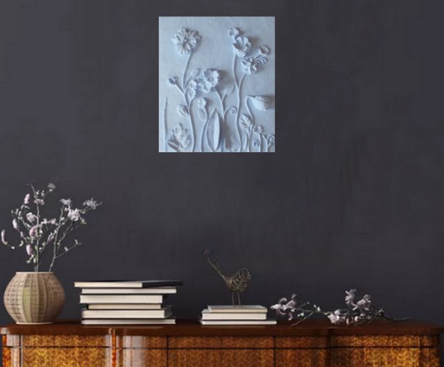 単品 33×33cm アートパネル 枠付きフレーム絵画 テキスタイル 花