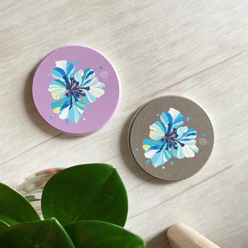 Exclusive design-Mountain Cherry Blossom Guamon Coaster (green, pink and purple background color) - อื่นๆ - วัสดุอื่นๆ 
