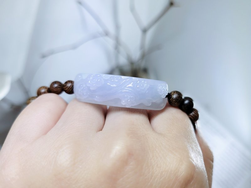 【親翠】天然翡翠 淡藍紫絕美梅花手牌 - 手鍊/手環 - 玉石 