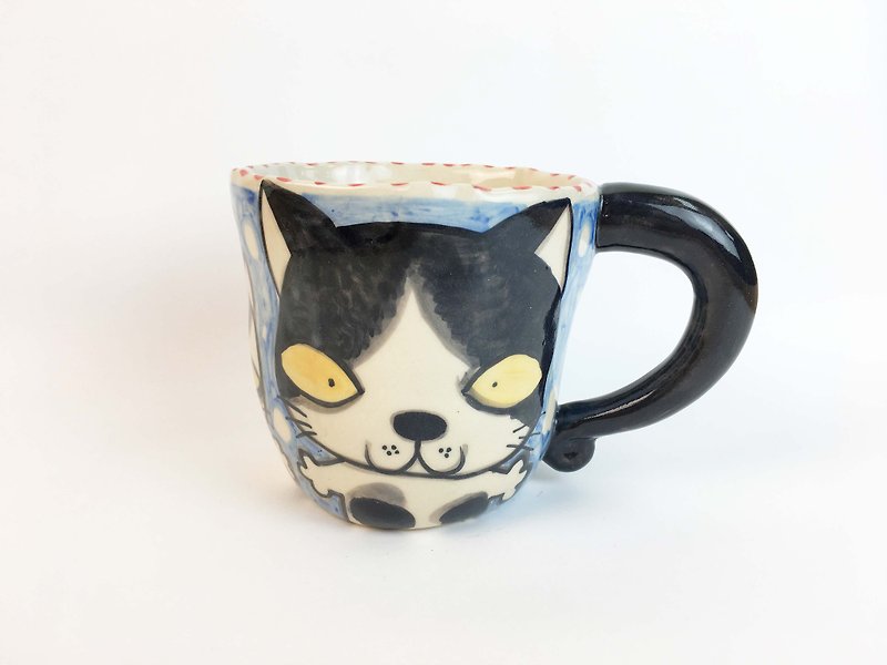Nice Little Clay handmade mug_variety cat 0103-04 - ถ้วย - ดินเผา สีน้ำเงิน