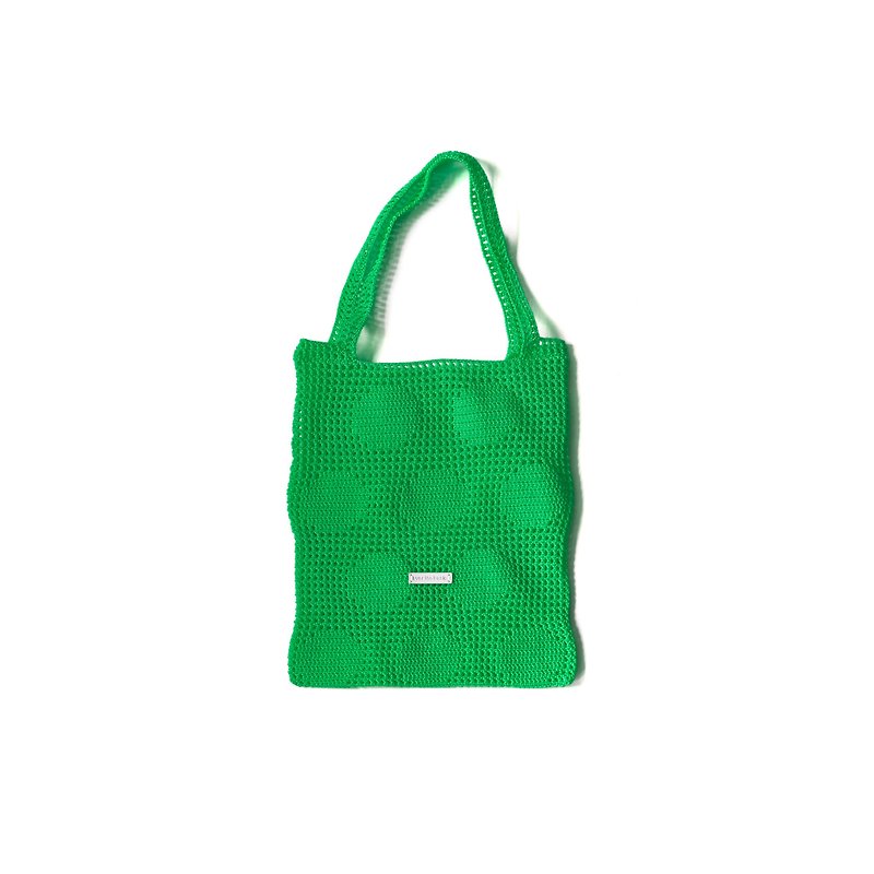 pdnb 圓點網格包/手提包 綠色 - 手提包/手提袋 - 尼龍 綠色