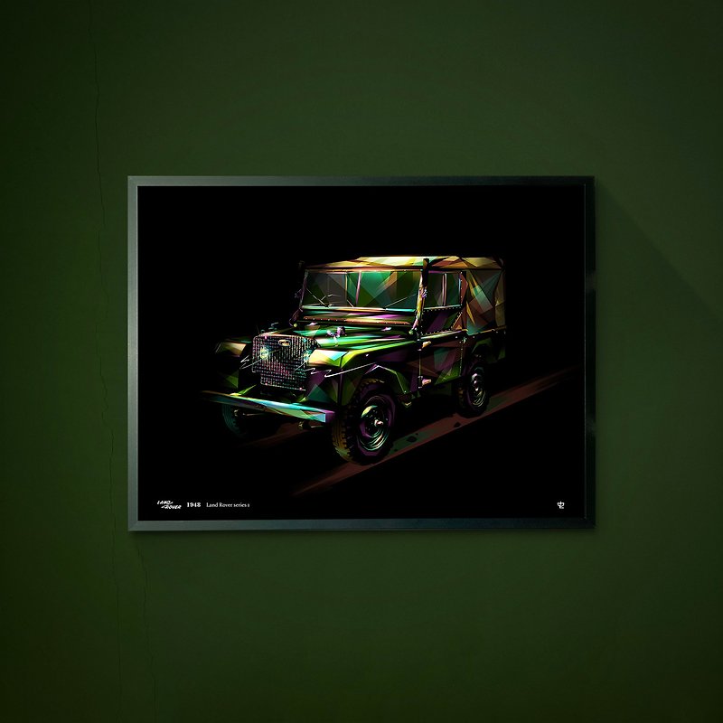 Classic Cars-1948-Land Rover series 1 /Art Print/Painting/Limited - โปสเตอร์ - กระดาษ สีเขียว