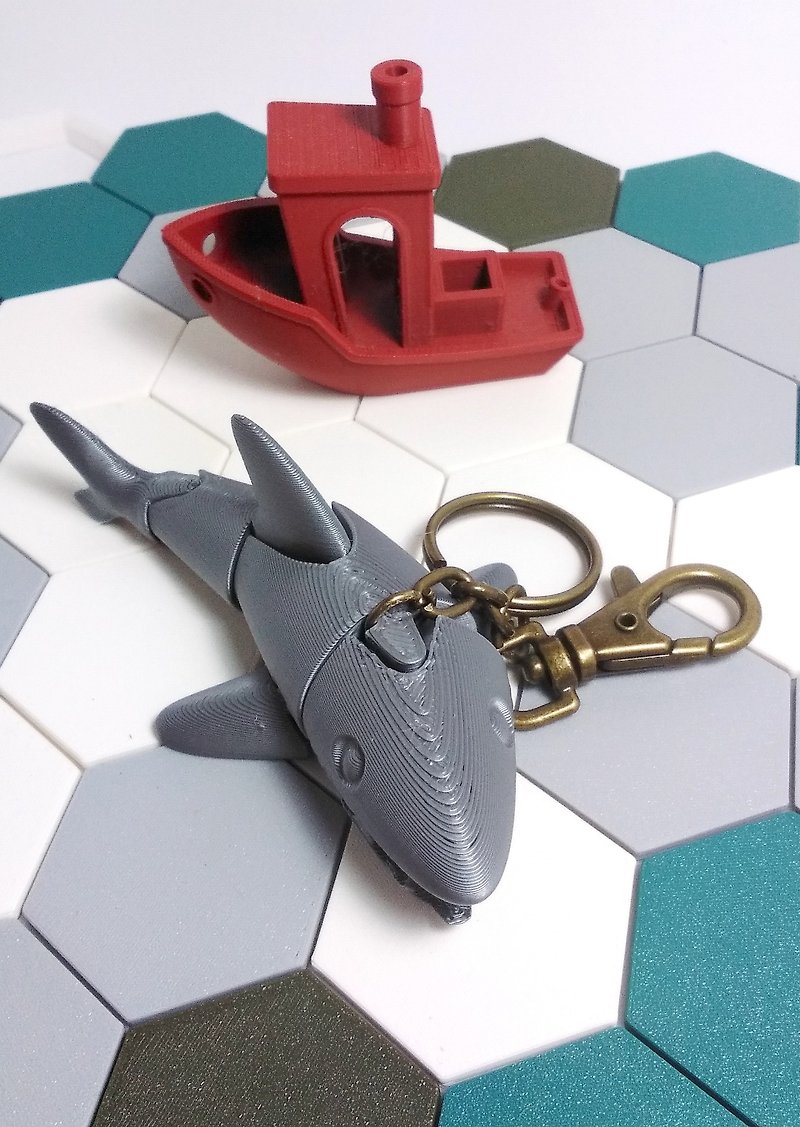 shark key ring - ที่ห้อยกุญแจ - พลาสติก สีเงิน