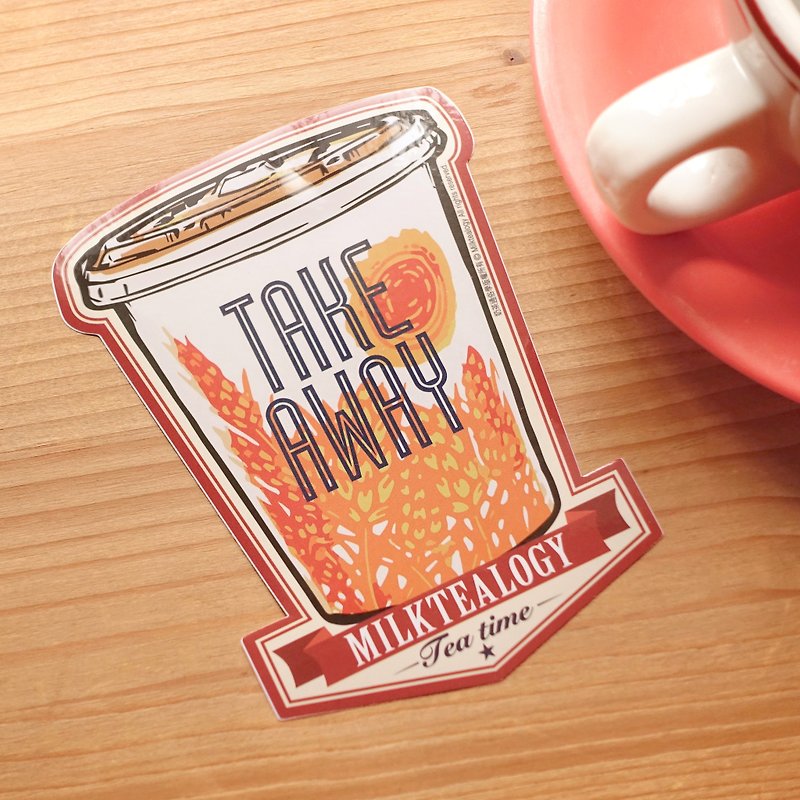 MILKTEALOGY waterproof large sticker 03: Take away cup - Stickers - Waterproof Material Orange