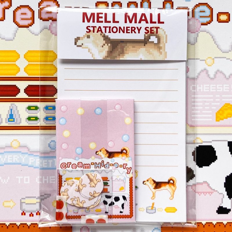 Mini letter set Hide-kun Cheese shop Shiba Inu Goma Shiba Pixel art - Cards & Postcards - Paper Multicolor