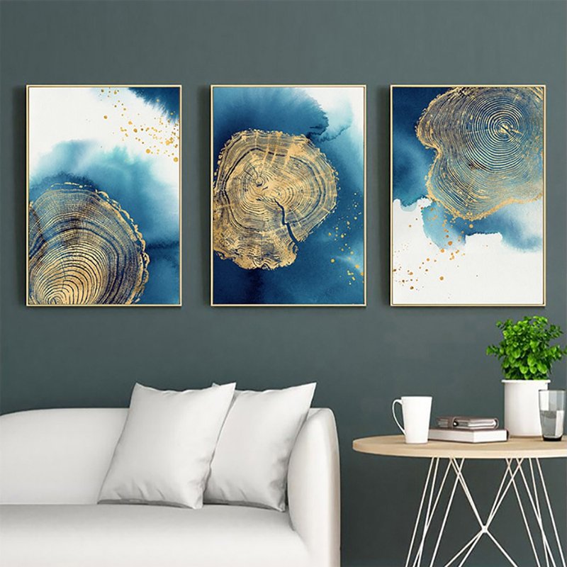 Splashed ink growth rings_hanging paintings_color series_made in Taiwan and shipped quickly in two working days - โปสเตอร์ - ผ้าฝ้าย/ผ้าลินิน สีน้ำเงิน