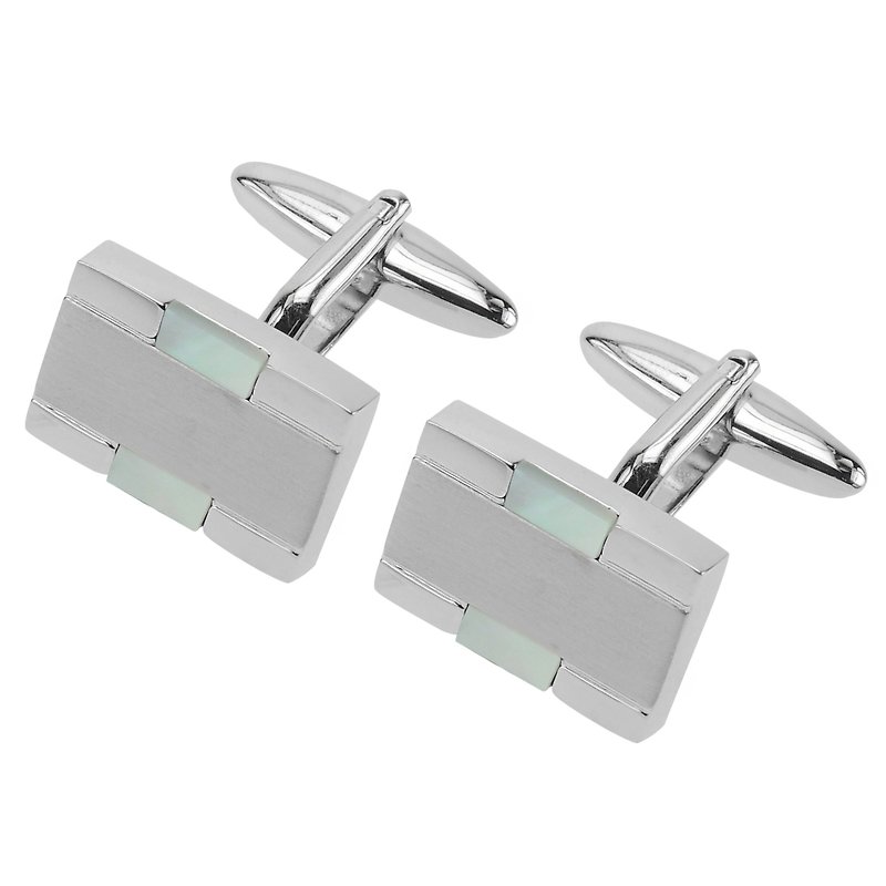 White Mother of Pearl Stones Cufflinks - Cuff Links - Other Metals Silver