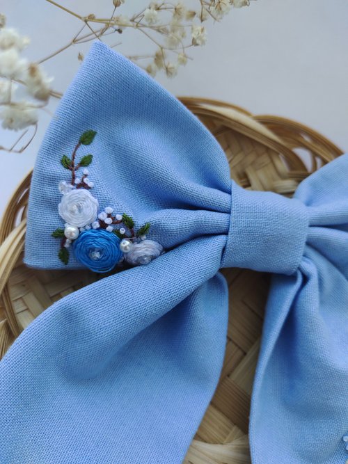 Indigo blue twilly - bow and tie in 2 different colour size - Shop  Siwa-arporn Hair Accessories - Pinkoi