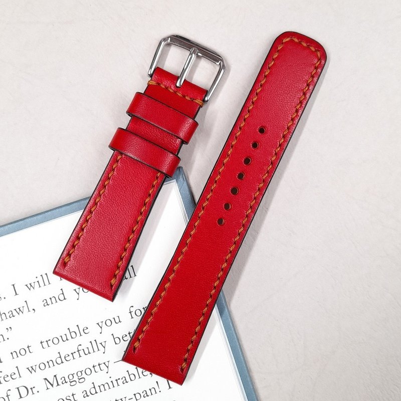 Handmade leather strap (classic) - red - Watchbands - Genuine Leather 