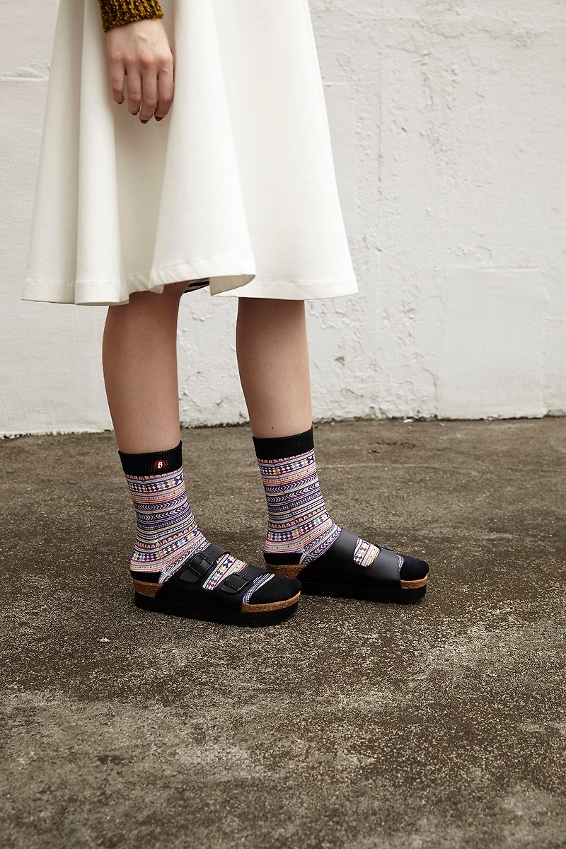 Hong Kong Design | Fool's Day Printed Socks - Tribe Orange 00041 - Socks - Cotton & Hemp Multicolor