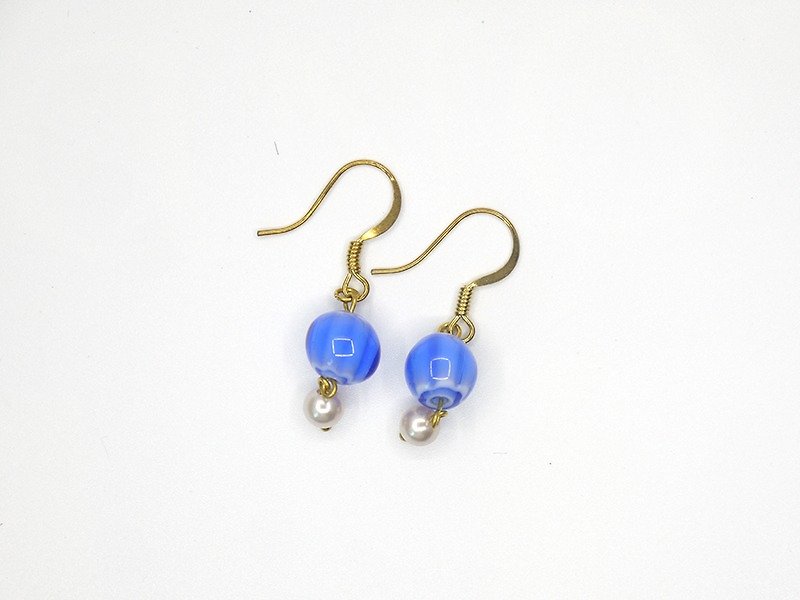 琉璃 珍珠 耳環 特別推薦款 - 耳環/耳夾 - 玻璃 藍色
