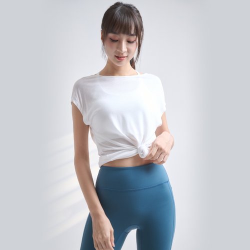 Yoga Flow 春夏穿搭【Yoga Flow】Open Back Tshirt-White 快速出貨