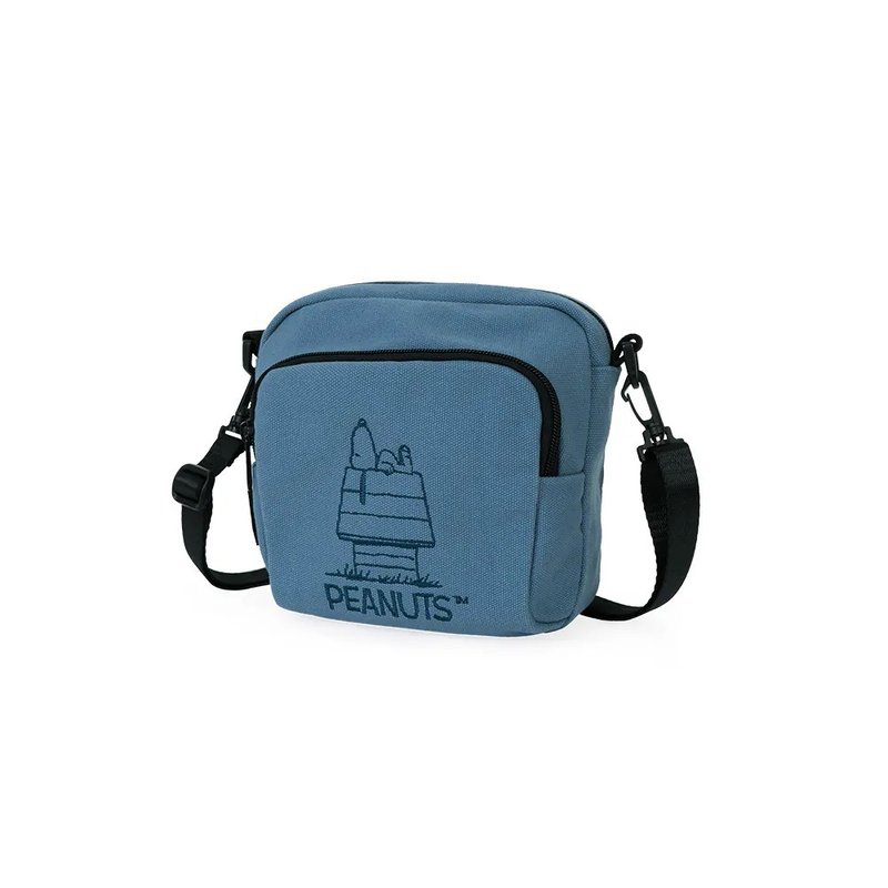 [Taiwan and Europe] SNOOPY Snoopy American retro dual-use small square bag-blue/grey/white - กระเป๋าถือ - เส้นใยสังเคราะห์ หลากหลายสี