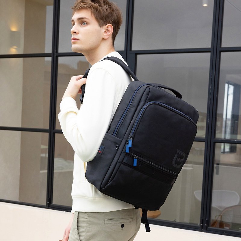 Functional business computer bag 16-inch laptop backpack large capacity school bag backpack black - กระเป๋าแล็ปท็อป - ไนลอน สีดำ