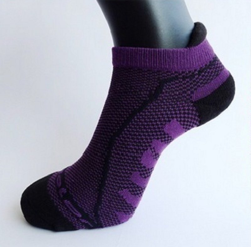 MIT 竹碳三跟透氣型氣墊止滑運動襪_紫 2入組 - 襪子 - 棉．麻 多色