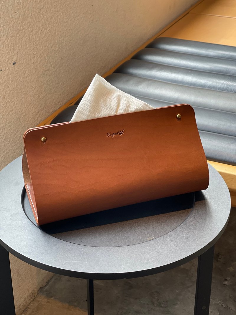 【Handmade Leather Objects】Handmade Minimalist Noodle Box (Coffee) - Tissue Boxes - Genuine Leather Brown