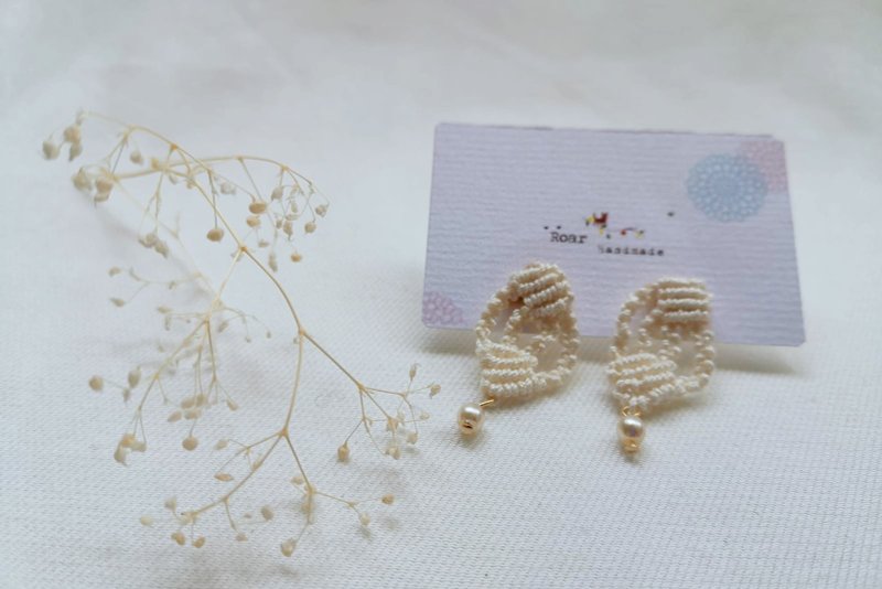 手作編織耳環-針/夾式- Macrame Earrings。1人成團 - 編織/羊毛氈/縫紉 - 棉．麻 