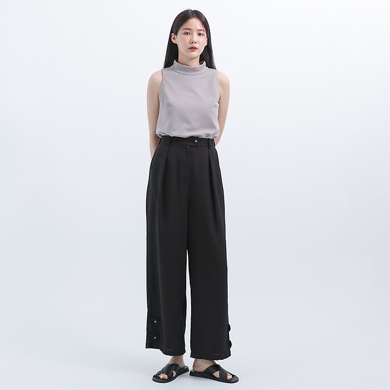 [Classic Original] Huiyun_Huiyun Pleated Wide Pants_CLB011_Black - Women's Pants - Polyester Black