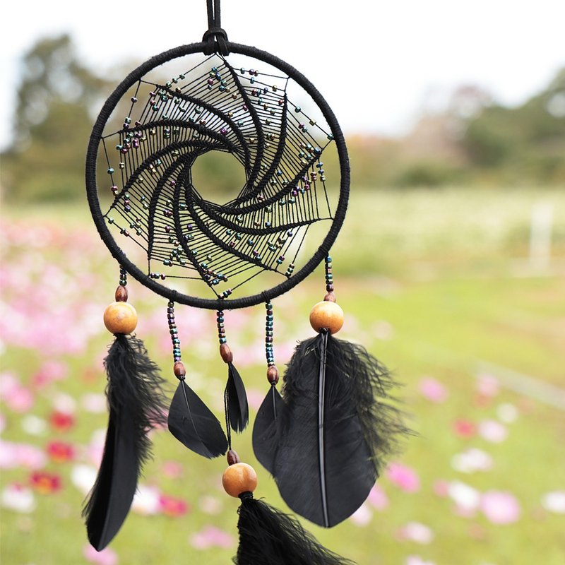 Interstellar Orbit丨Hand-woven Dreamcatcher Dreamcatcher-Mysterious Black - ของวางตกแต่ง - วัสดุอื่นๆ สีดำ