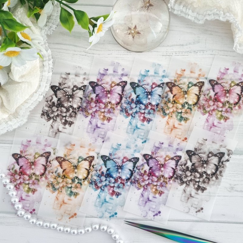Oriental design paper(memo)_flower&butterfly_v4 - 貼紙 - 紙 