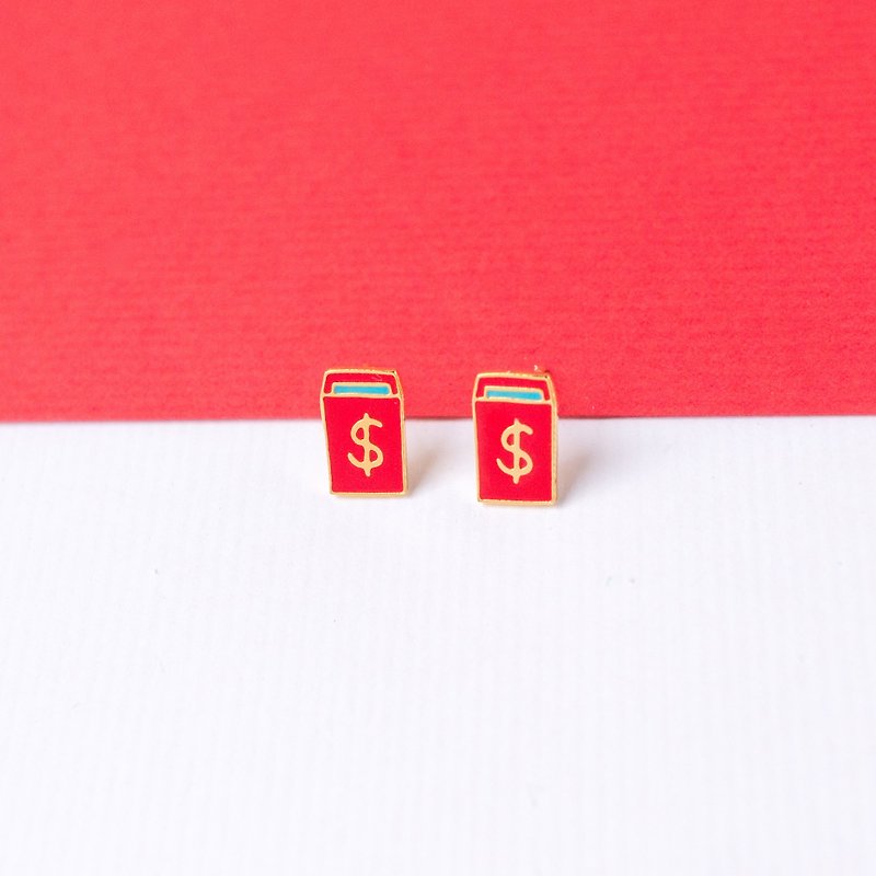 Red Packet | New Year Series Earrings Ear Clips New Year Gifts - Earrings & Clip-ons - Enamel Red