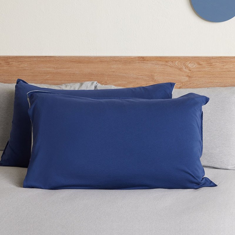 Plain two-color envelope pillowcase 1 piece - indigo - Bedding - Cotton & Hemp Blue