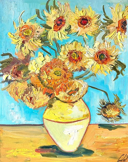 Gala Sunflowers Still life 向日葵油畫 Original painting Fauvism Impressionism Van Gogh
