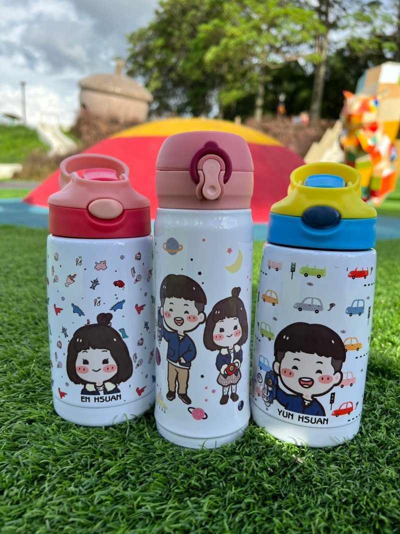 孩子的成長不能等 客製Q版保溫瓶 蠟筆頭手繪Q版 幼兒園日常紀念 - 保溫瓶/保溫杯 - 不鏽鋼 紫色
