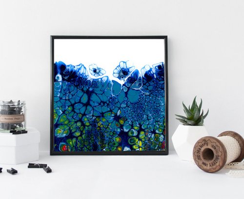 FluidArt】限定版アクリルポアアートプリント。現代抽象絵画