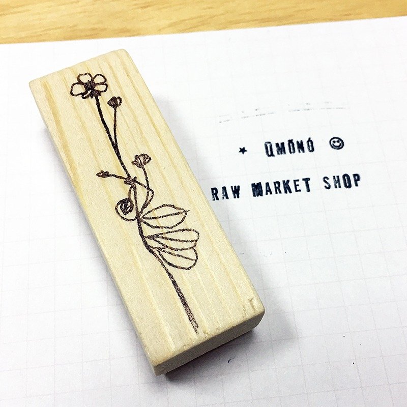 Raw Market Shop Wooden Stamp【Floral Series No.93】 - Stamps & Stamp Pads - Wood Khaki