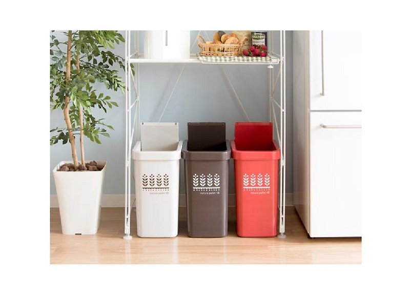 Japanese natura pallet sliding lid trash can 18L - four colors - Trash Cans - Rubber 