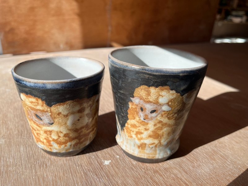 手繪綿羊陶杯- 手工食器 陶器 陶杯 酒杯 茶杯 咖啡杯 - 杯子 - 陶 