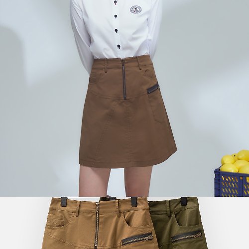 MEDUSA LADY 【MEDUSA】拉鍊A字短裙 - 2色 (M-XL) | 女短裙 彈性短裙 休閒裙
