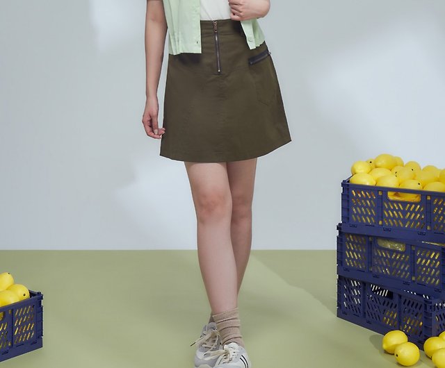 Mini A Line Skirt - Green - Pomelo Fashion
