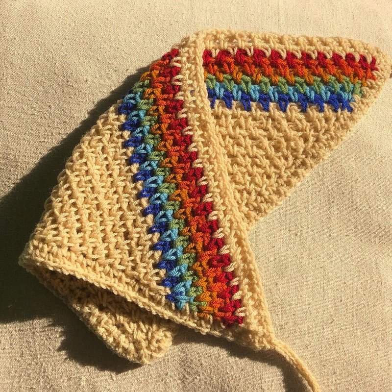 Rainbow cream crochet bandana - Hair Accessories - Other Materials 