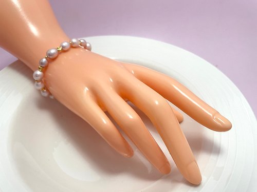 Athena珍珠設計 粉色溫柔 天然淡水珍珠 粉色炫彩 手鏈
